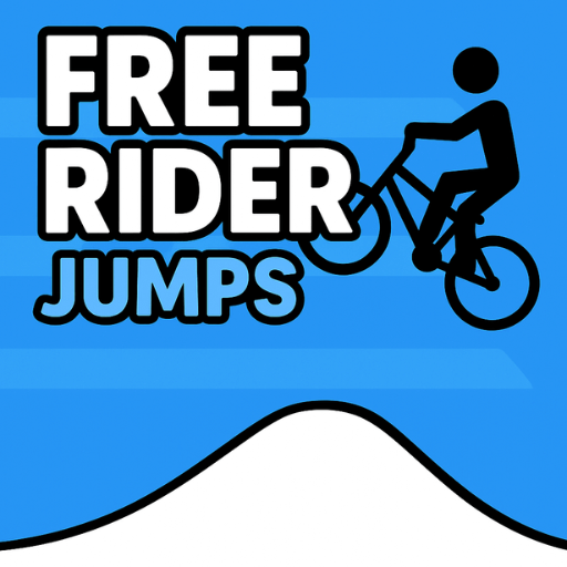 A simple black silhouette of a person riding a bicycle and performing somersaults in the air in Free Rider Jumps