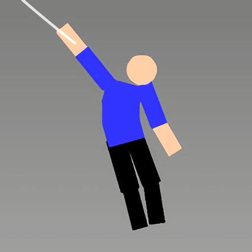 The character in Hanger is doing a swing in the air.