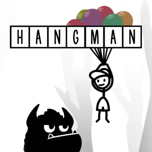 Next to the puzzle is a person hanging from a bunch of balloons, below is a monster from Hangman Online
