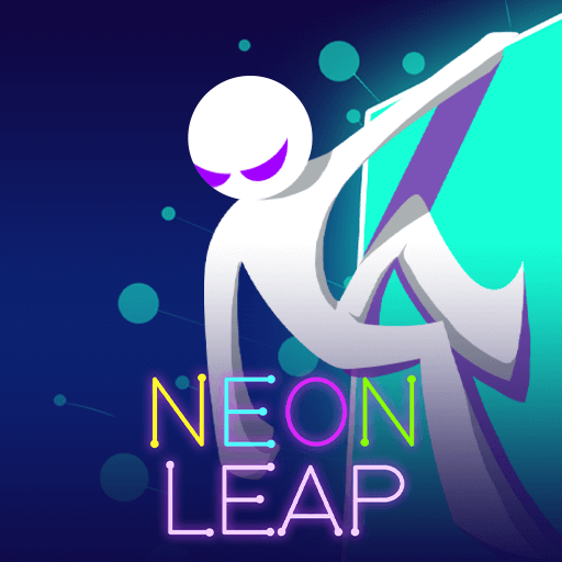 Neon Leap stick figure lighting up a cube