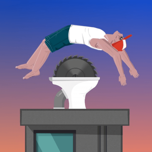 A character in the game Parkour Jump is performing a dangerous jump over a rotating saw blade. The freeze-frame moment shows the character suspended right above the sharp saw blade, creating a sense of tension and drama.