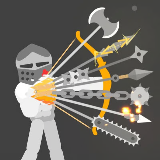 Ragdoll is drawing a bow with a variety of arrows in Ragdoll Archers