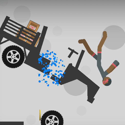 Stickman falls off the car in Stickman Destruction
